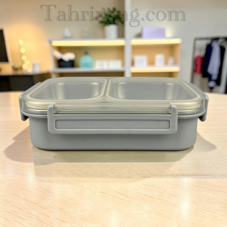 ظرف غذا استیل ۲ خانه واشر دار ۳۱۷