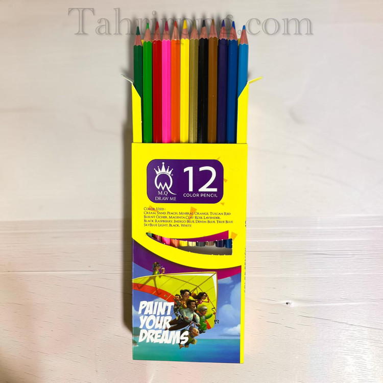 مداد ۱۲ رنگ مقوایی ام کیو